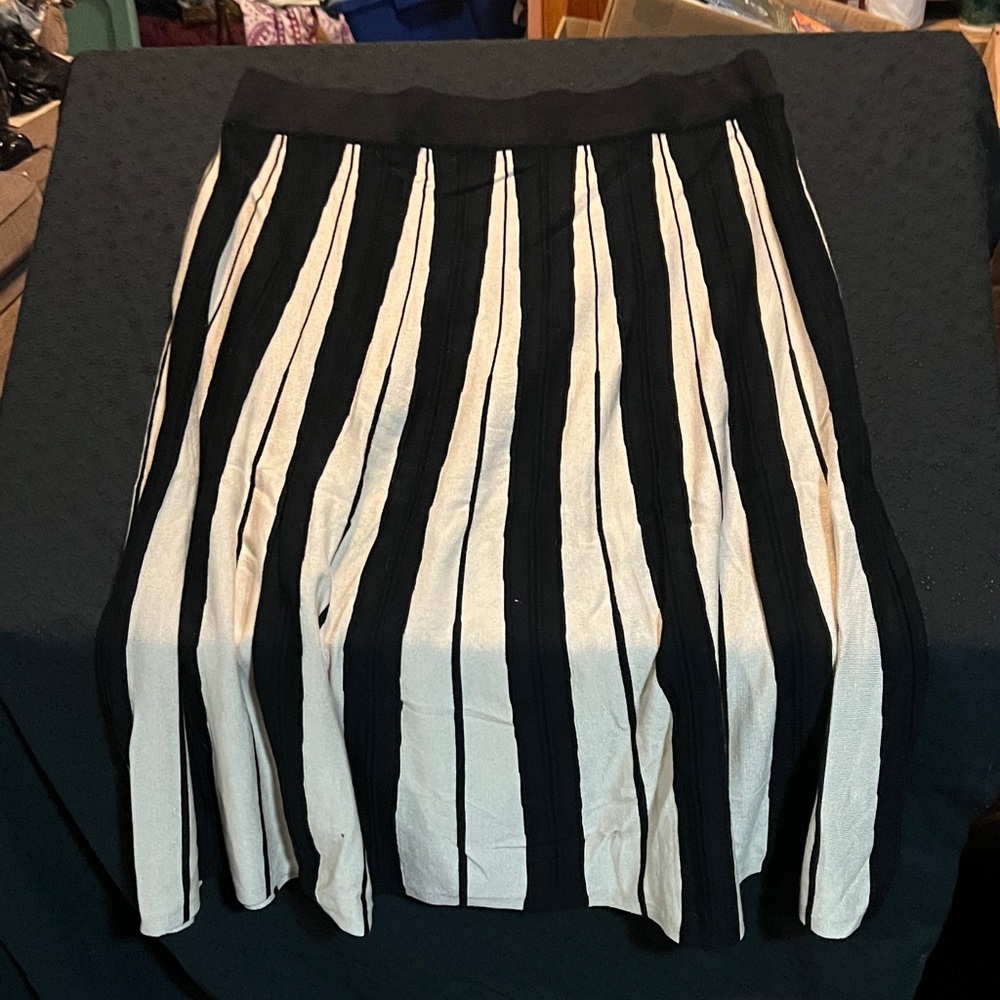 Black and White Striped Maxi Skirt